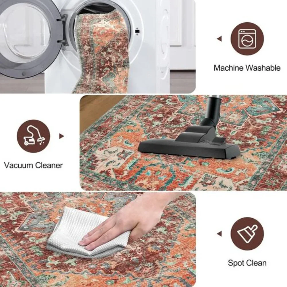 New 2x8 Washable Runner Area Rug, Non-Slip Low Pile Carpet for Hallway & More